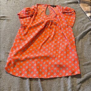 Papermoon Orange Blouse with Blue and White Pattern
